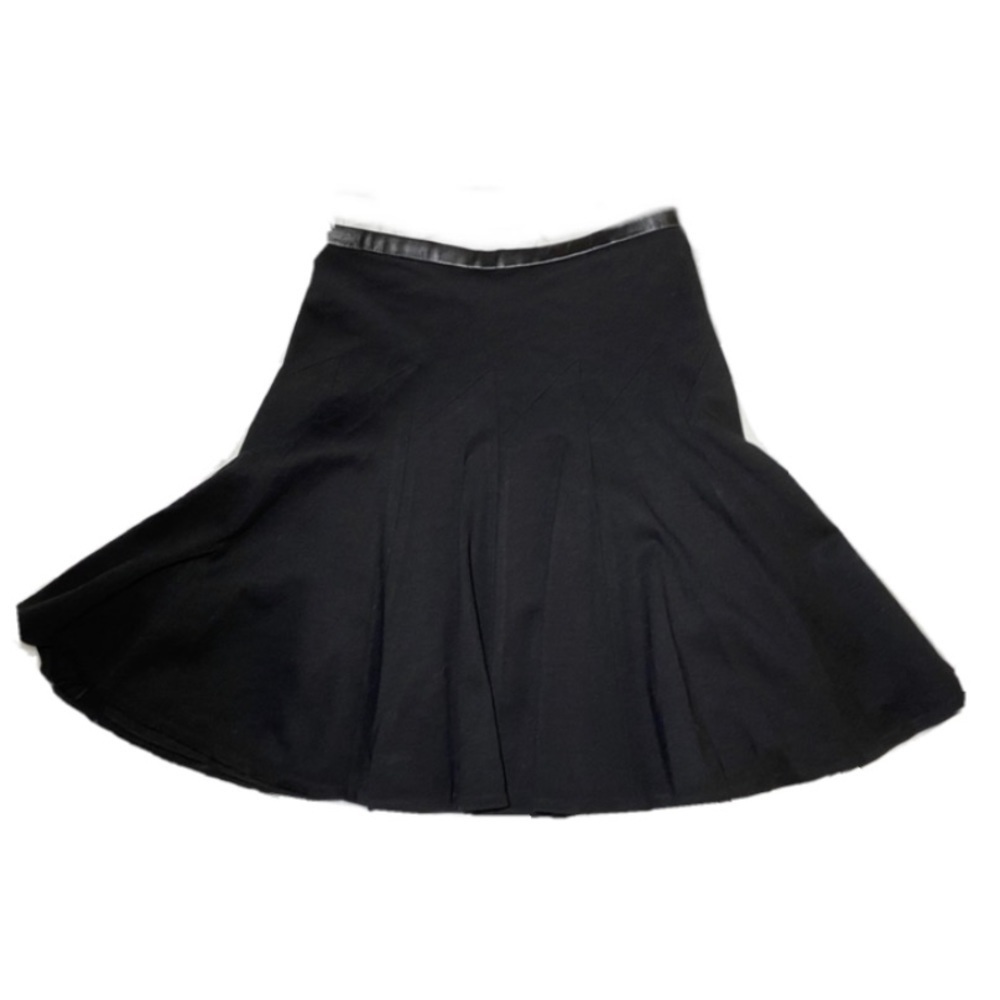Jason Wu Black Gored Skirt w/ Leather Waistband 4